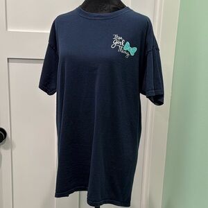 A Girl Thing Blue Short Sleeve Tee with Bow Tie Design. Size L